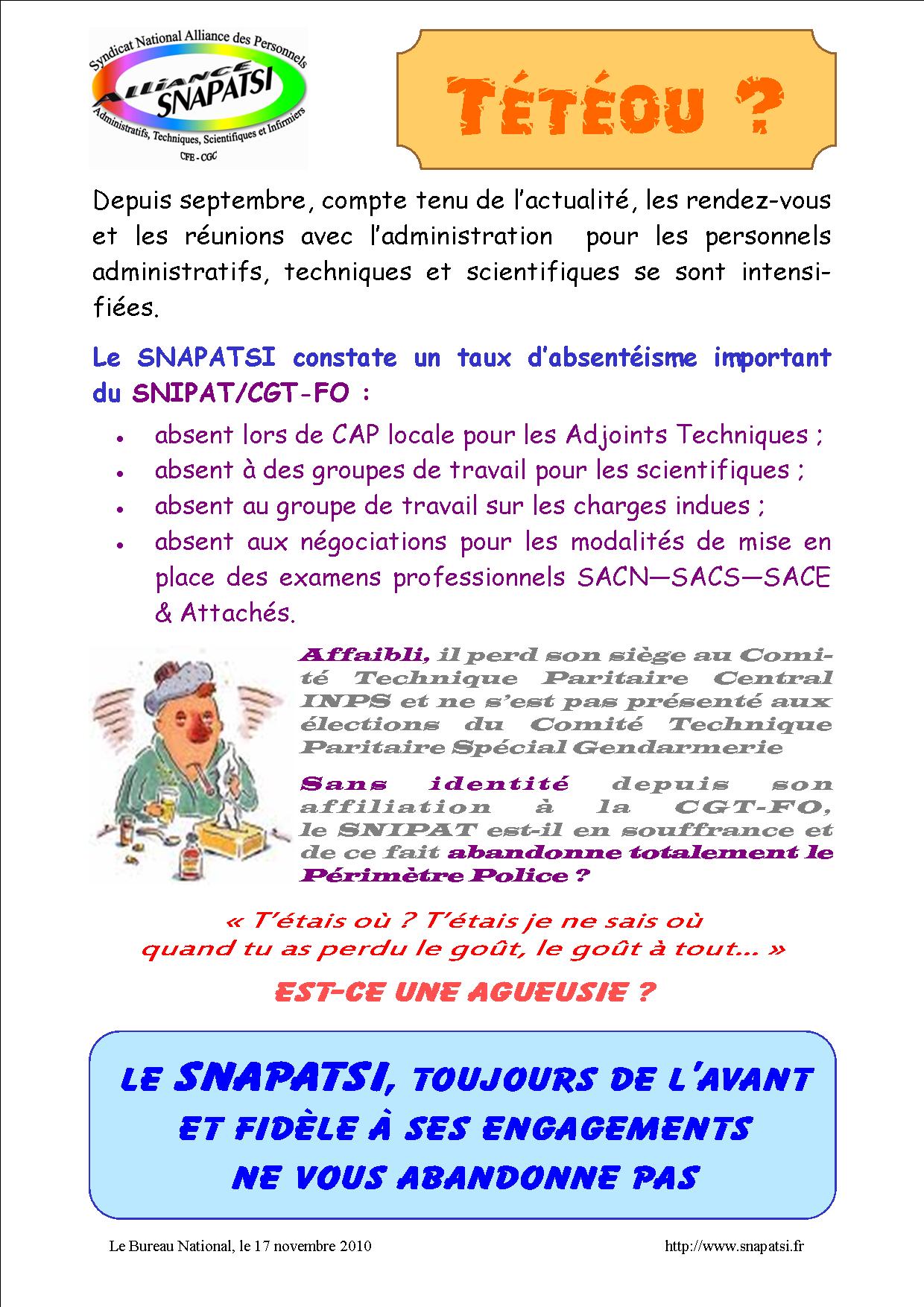 Visualiser le tract SNIPAT Visualiser le tract SNIPAT