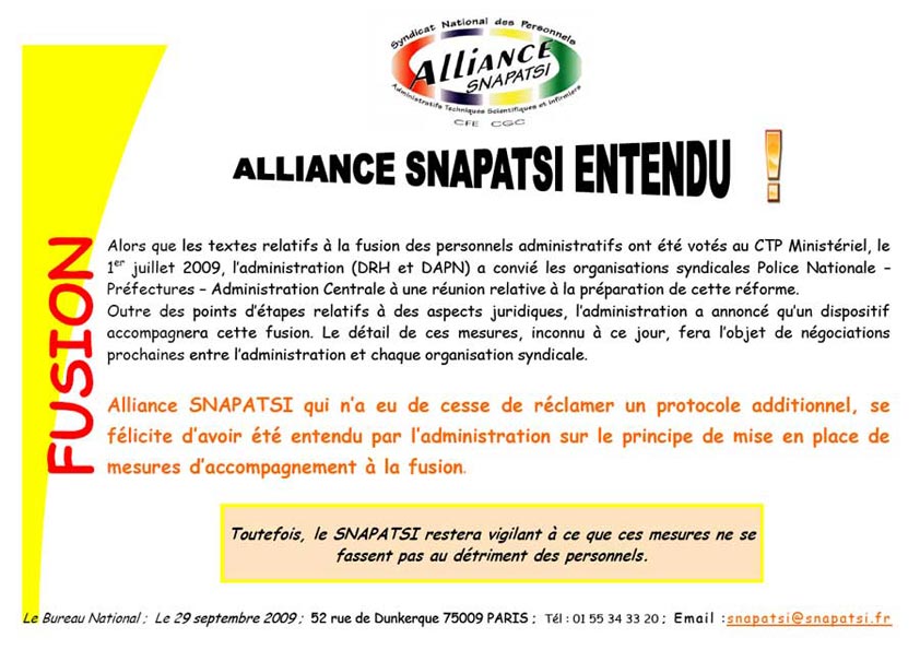 Tract Alliance SNAPATSI entendu Tract Alliance SNAPATSI entendu