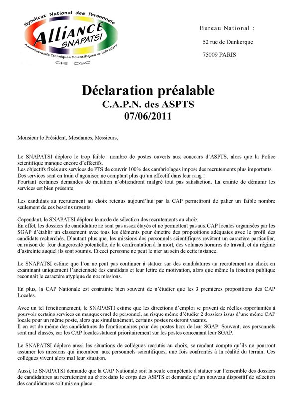déclaration préalable CAP ASPTS 07062011 déclaration préalable CAP ASPTS 07062011